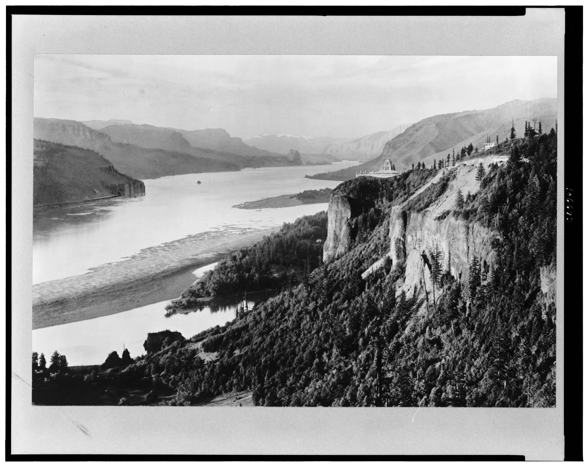 Crown Point and Vista House above the Columbia River Gorge, 1916